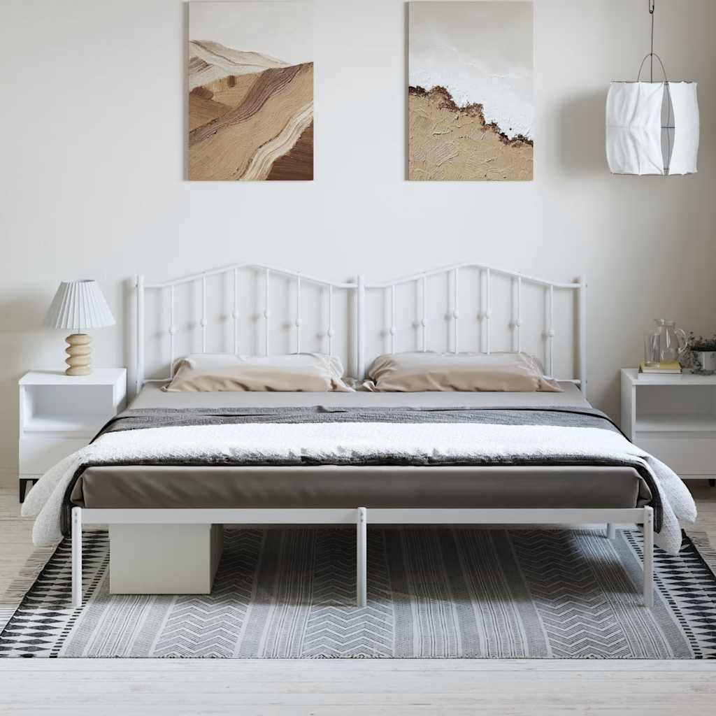 Estrutura de cama com cabeceira 193x203 cm metal branco