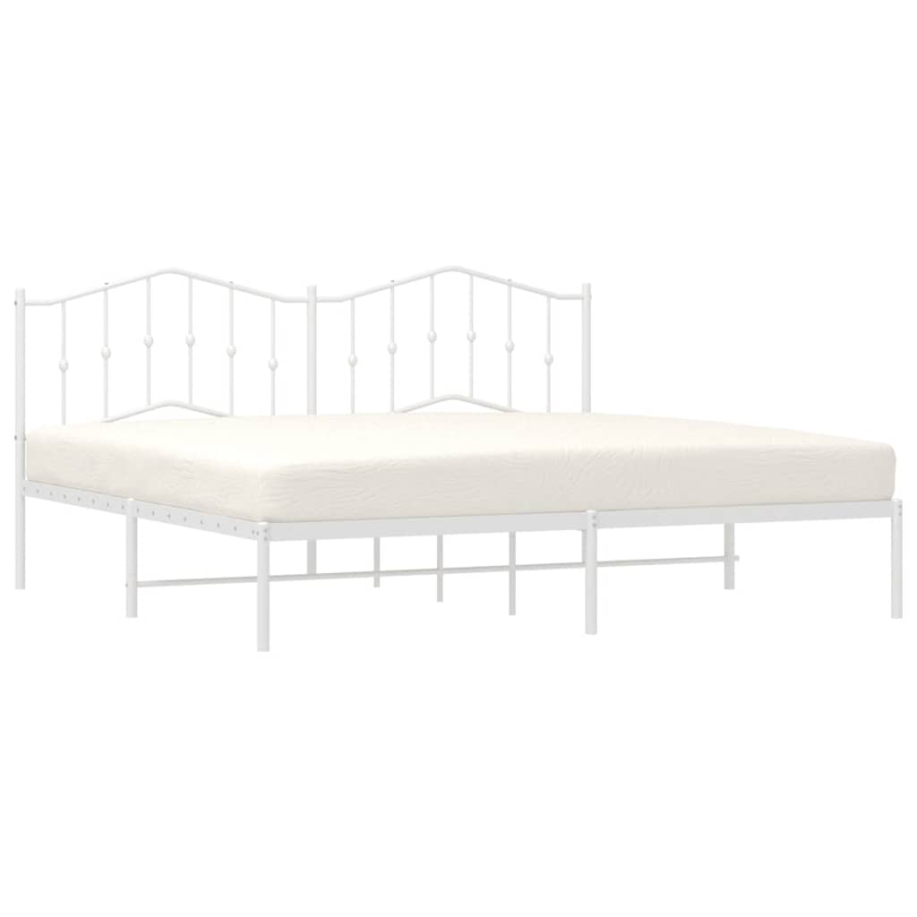 Estrutura de cama com cabeceira 193x203 cm metal branco