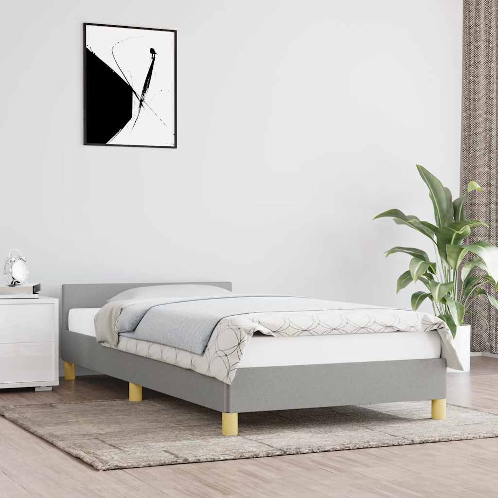 Estrutura de cama sem colchão 100x200 cm tecido cinzento-claro