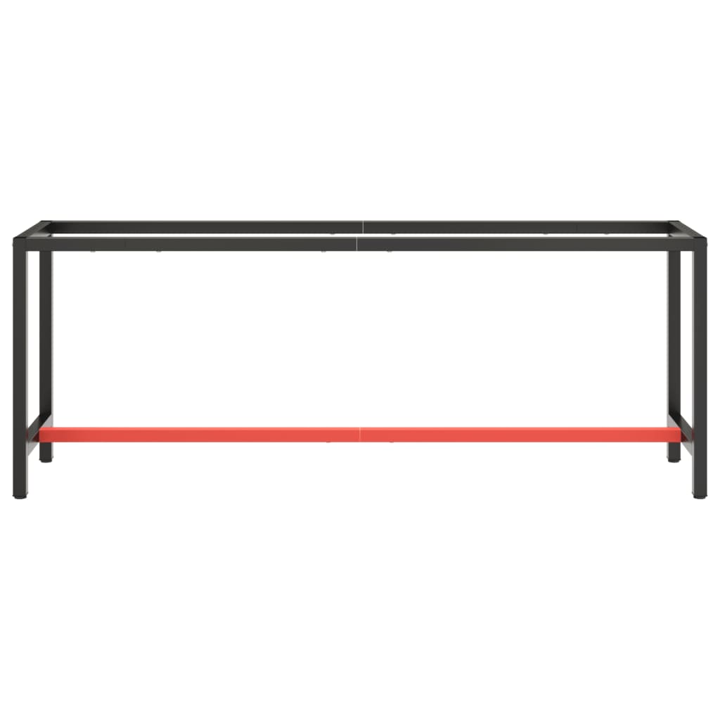 Estrutura p/ bancada 210x50x79 cm metal preto e vermelho mate