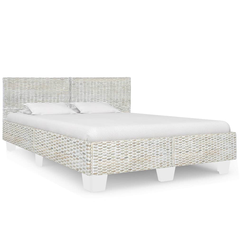 Estrutura de cama 160x200 cm vime genuíno cinzento