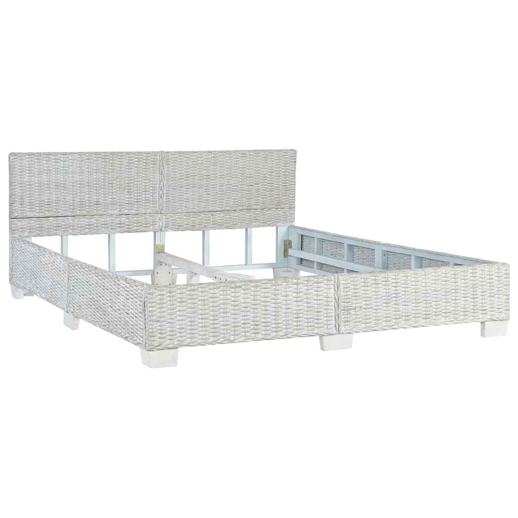 Estrutura de cama 160x200 cm vime genuíno cinzento