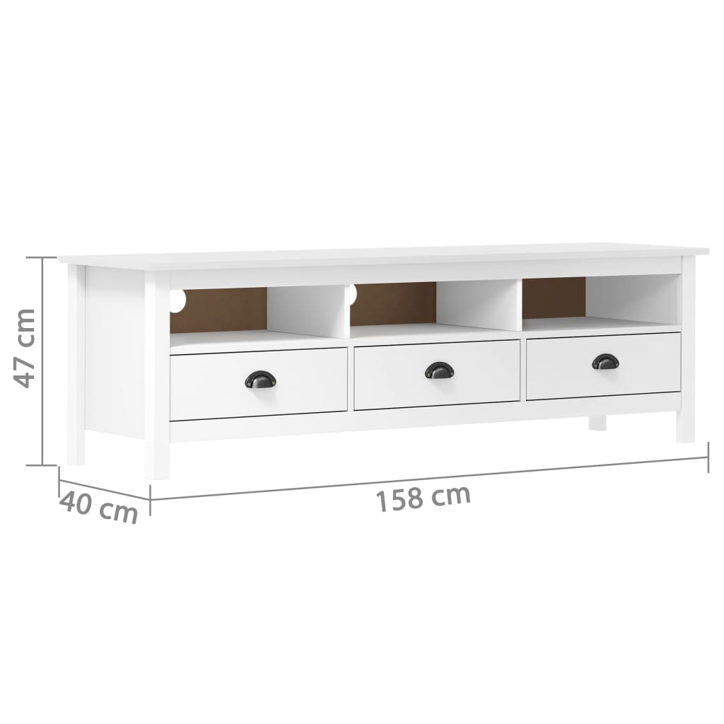 Móvel de TV hill 158x40x47 cm pinho maciço branco