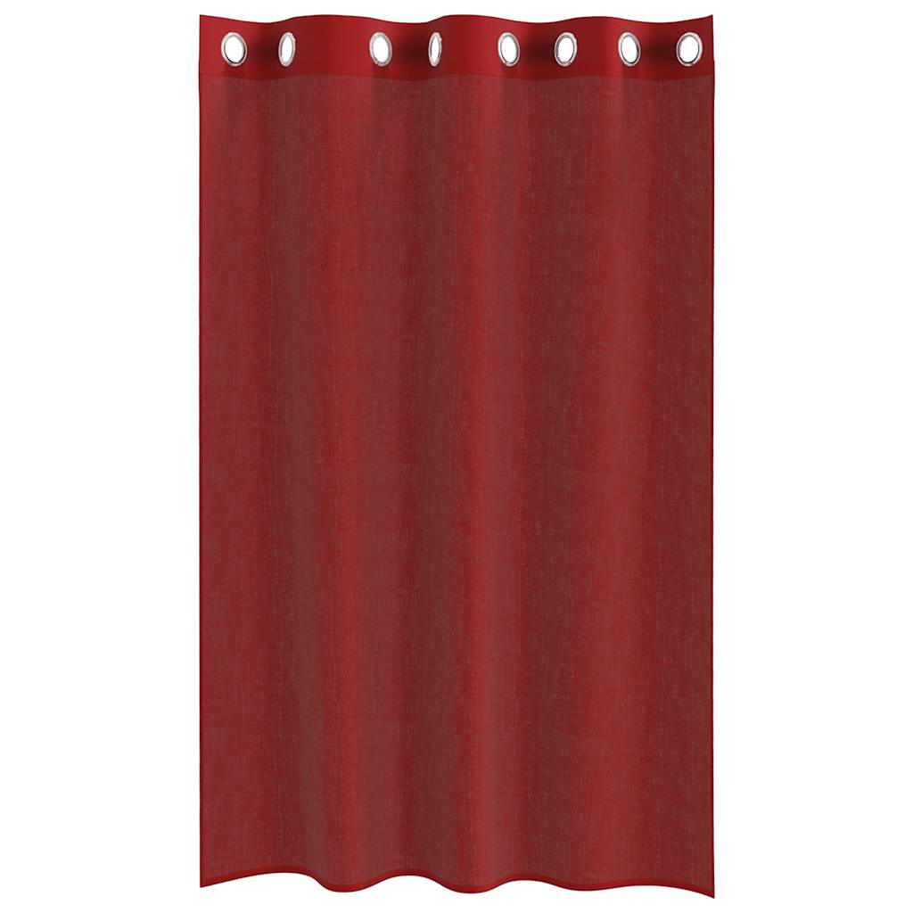 Cortinas de voile com ilhós 2 pcs vermelho tinto
