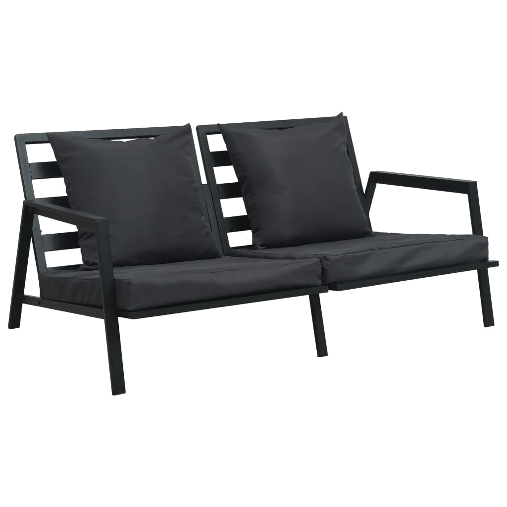 5 Pcs conjunto lounge jardim + almofadões alumínio cinza-escuro