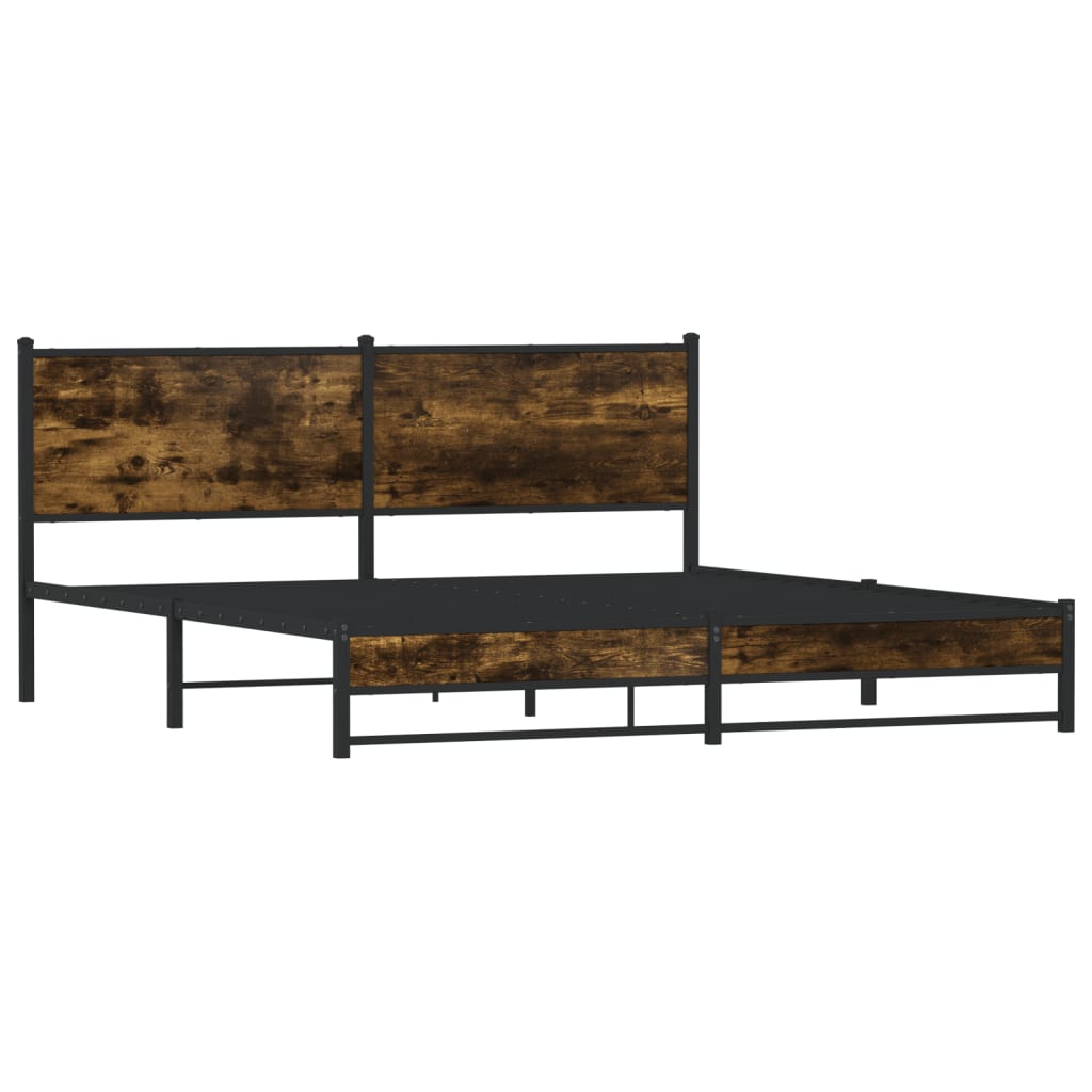 Estrutura de cama sem colchão 180x200cm metal carvalho fumado