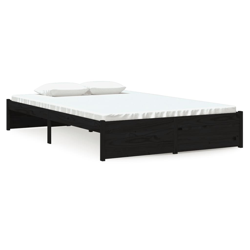 Estrutura cama pequena casal 120x190 cm pinho maciço preto