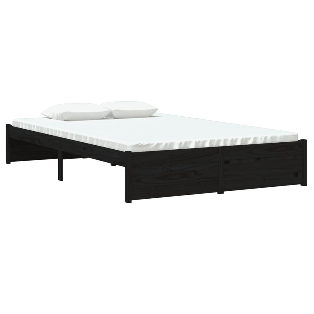 Estrutura cama pequena casal 120x190 cm pinho maciço preto