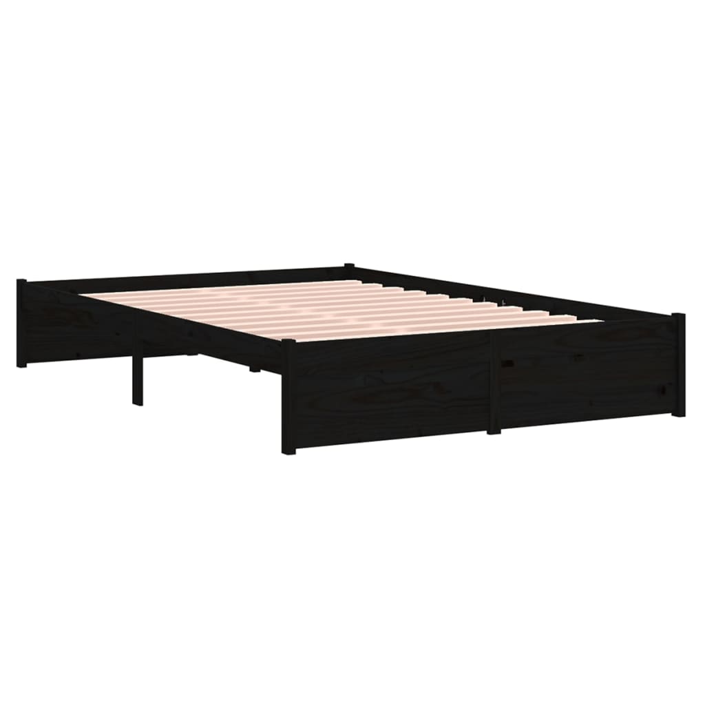Estrutura cama pequena casal 120x190 cm pinho maciço preto
