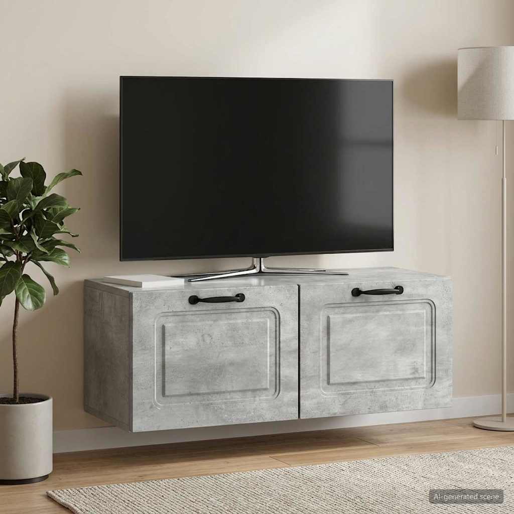 Gabinete de TV de parede cinzento cimento 78,5 x 31 x 30 cm