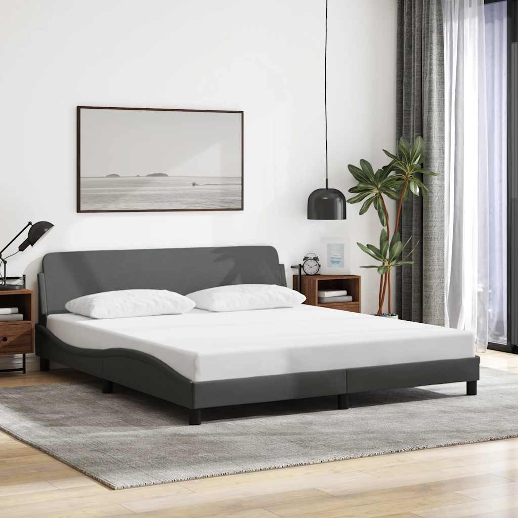 Estrutura de cama dover 152x203 cm tecido cinza-escuro