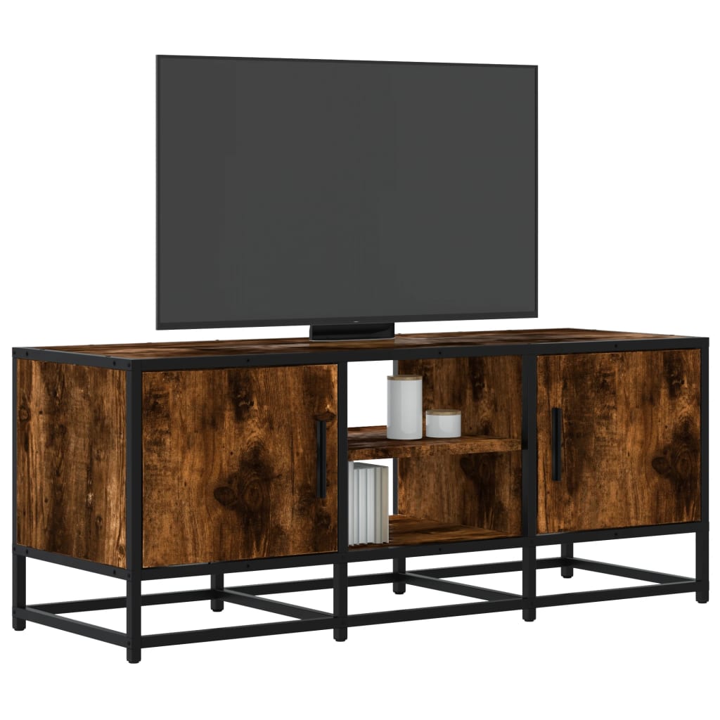 Móvel p/ TV 100x35x41cm derivados madeira/metal carvalho fumado