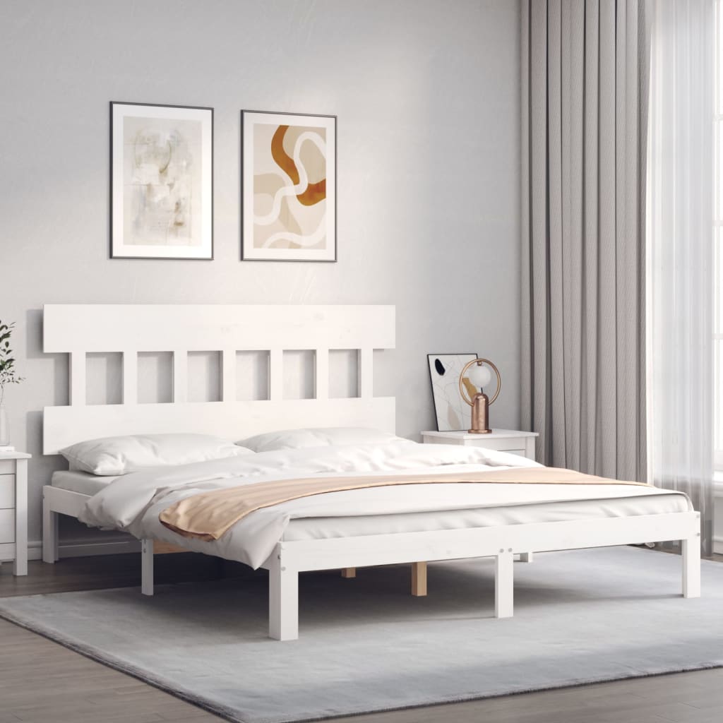 Cama sem colchão 160x200 cm madeira de pinho maciça branco