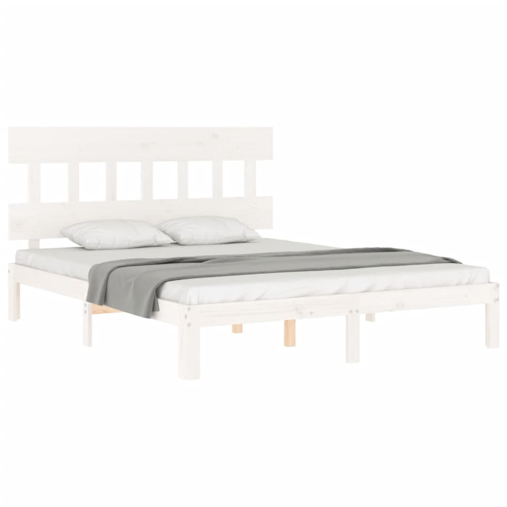 Cama sem colchão 160x200 cm madeira de pinho maciça branco