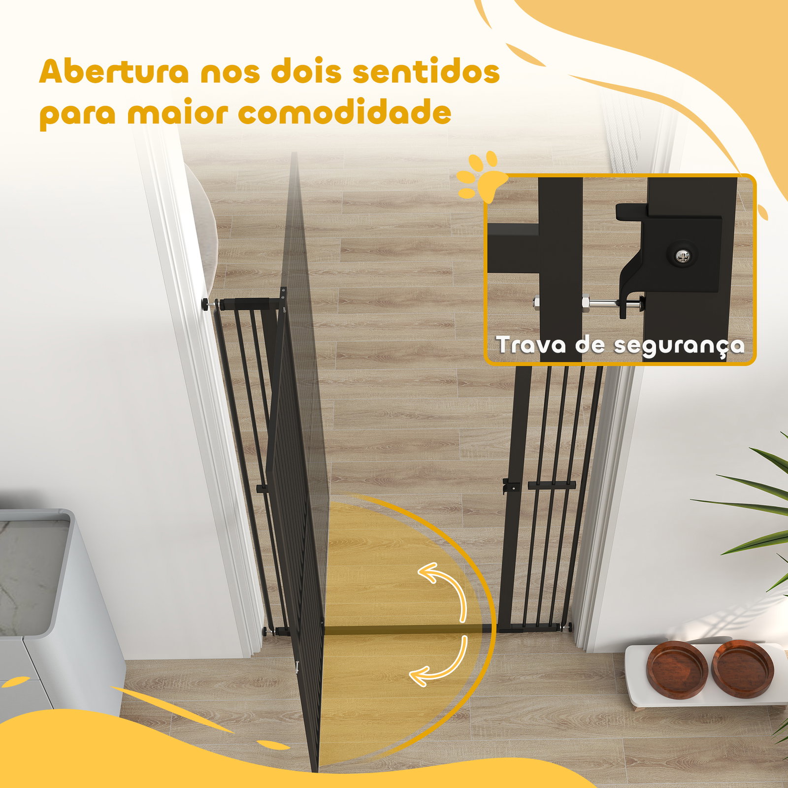 Barreira para cães extra alta com largura ajustável 77-104 cm barreira de segurança para cães e gatos com 2 extensões preto