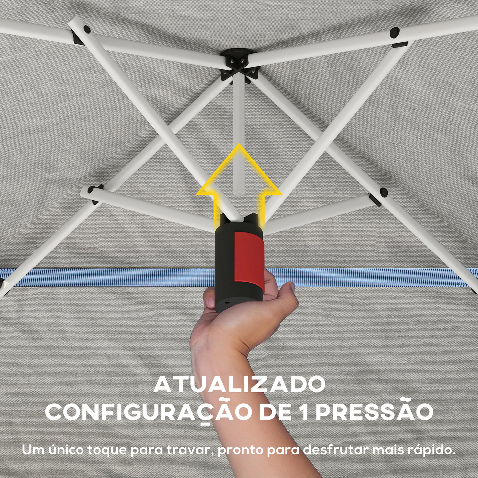 Tenda dobrável 3,5x3,5 m pop-up com altura ajustável 3 níveis teto duplo fecho central e bolsa upf50+ cinzento