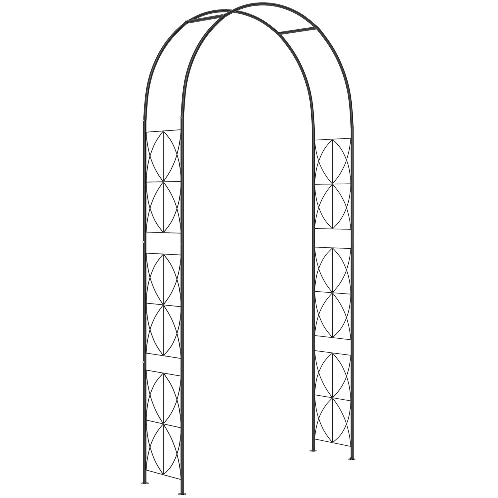 Arco de jardim de metal arco decorativo com desenho de treliça para plantas trepadeiras para decoração 114x30x230 cm preto