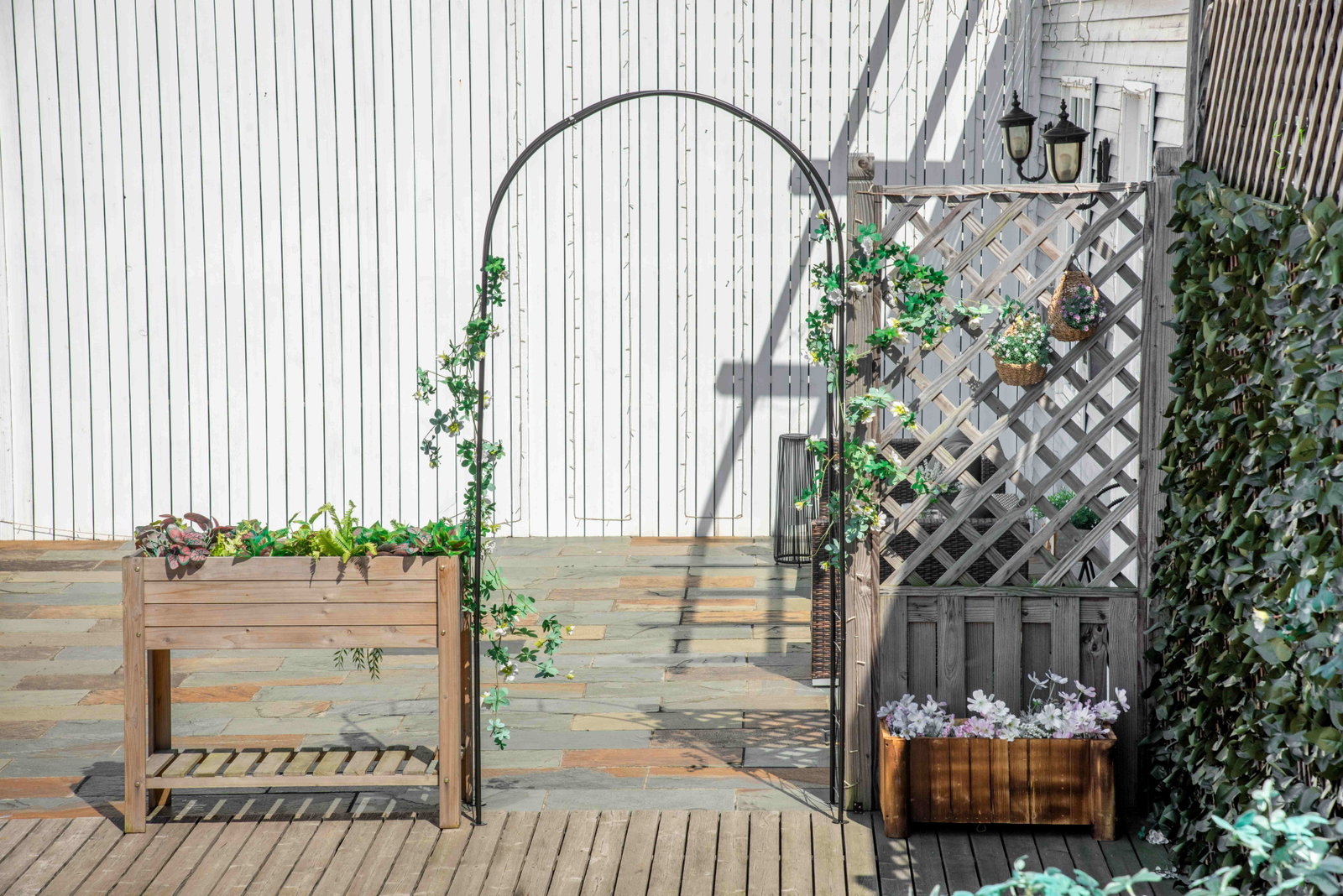 Arco de jardim de metal arco decorativo com desenho de treliça para plantas trepadeiras para decoração 114x30x230 cm preto