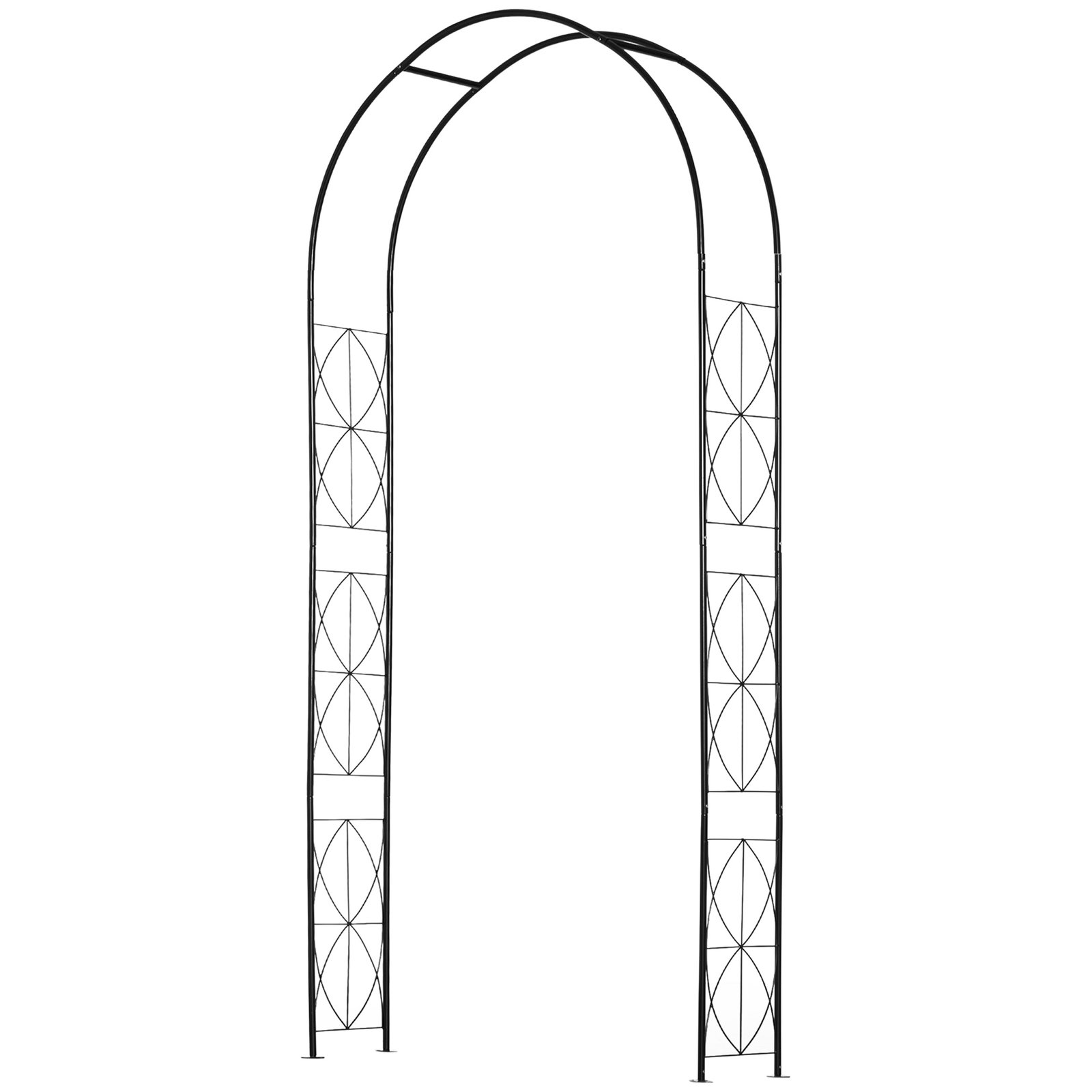 Arco de jardim de metal arco decorativo com desenho de treliça para plantas trepadeiras para decoração 114x30x230 cm preto