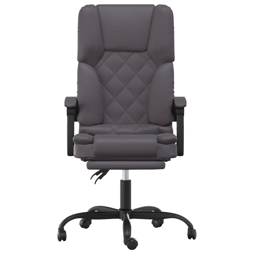 Cadeira escritório massagens reclinável couro artificial cinza