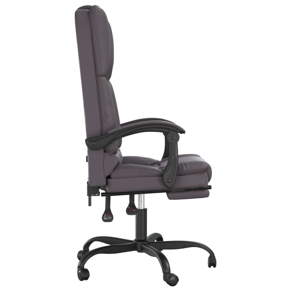 Cadeira escritório massagens reclinável couro artificial cinza