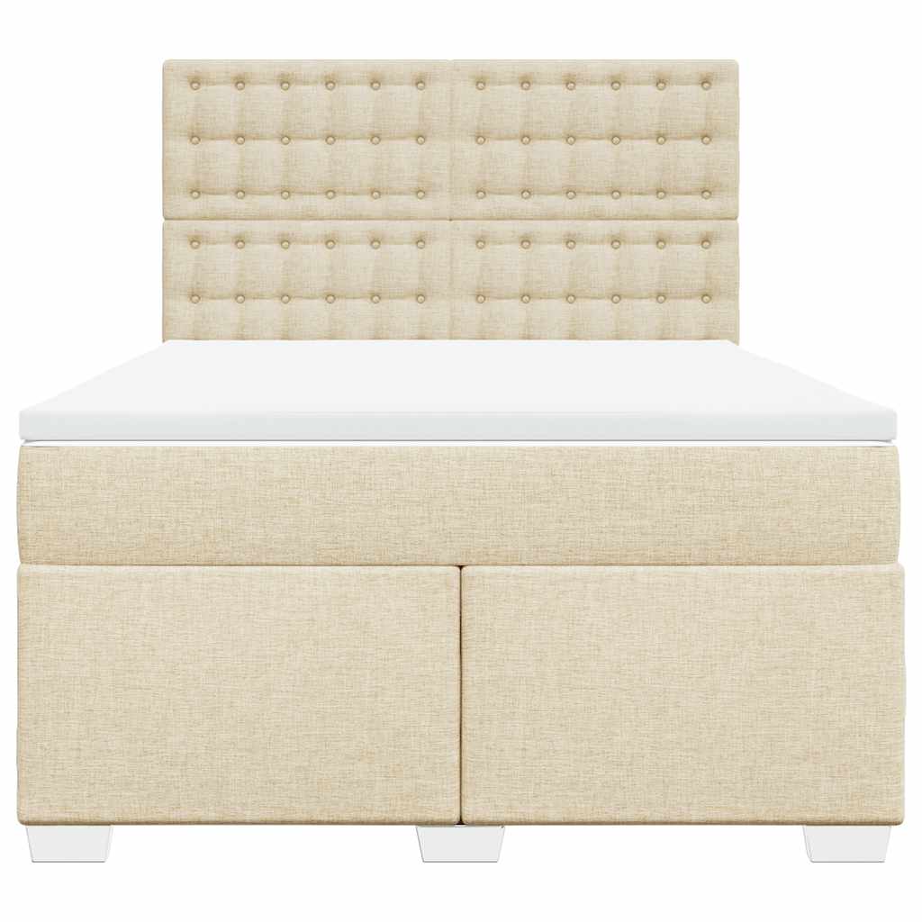 Cama com molas/colchão 140x190 cm tecido cor creme