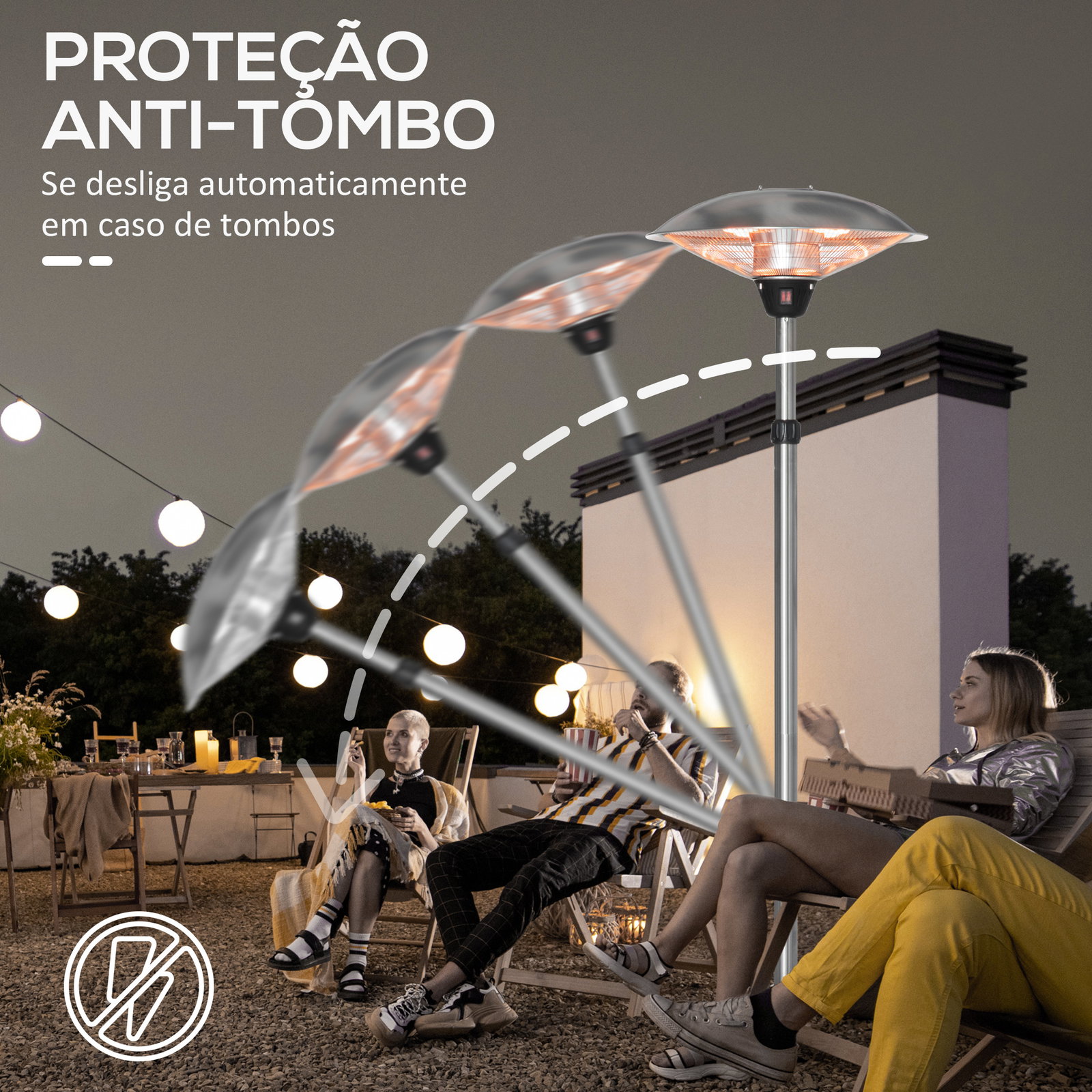 Aquecedor de jardim elétrico 3000w aquecedor infravermelho com 3 níveis de aquecimento proteção IP44 ø58,5x160-200cm prata