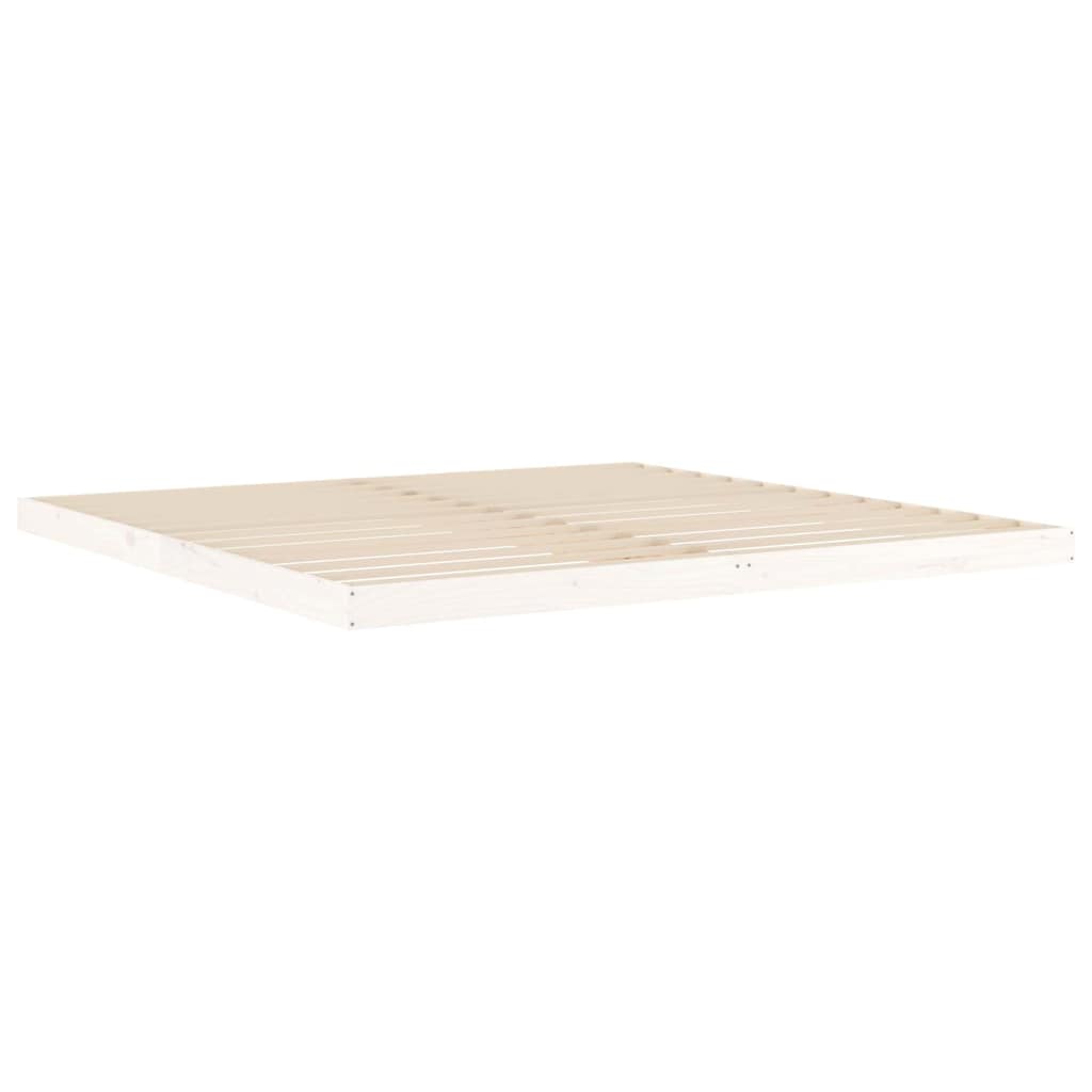 Estrutura de cama 200x200 cm madeira de pinho maciça branco