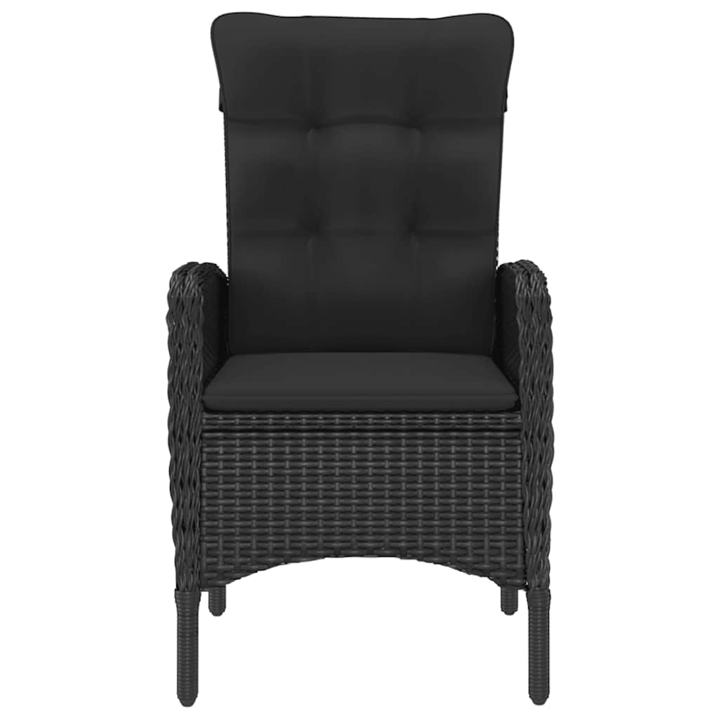 9 Pcs conjunto de jantar para jardim vime PE e vidro preto