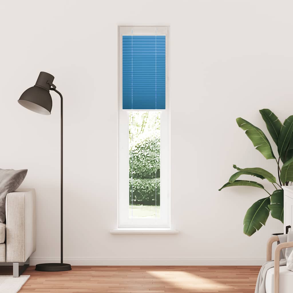 Plissado cego azul 45x200 cm largura tecido 44,4 cm poliéster