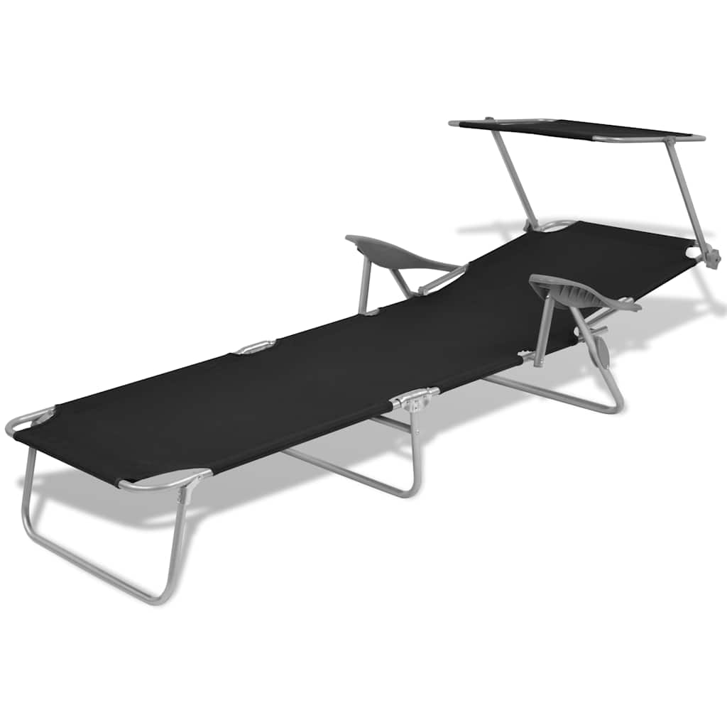 Espreguiçadeira com toldo aço preto