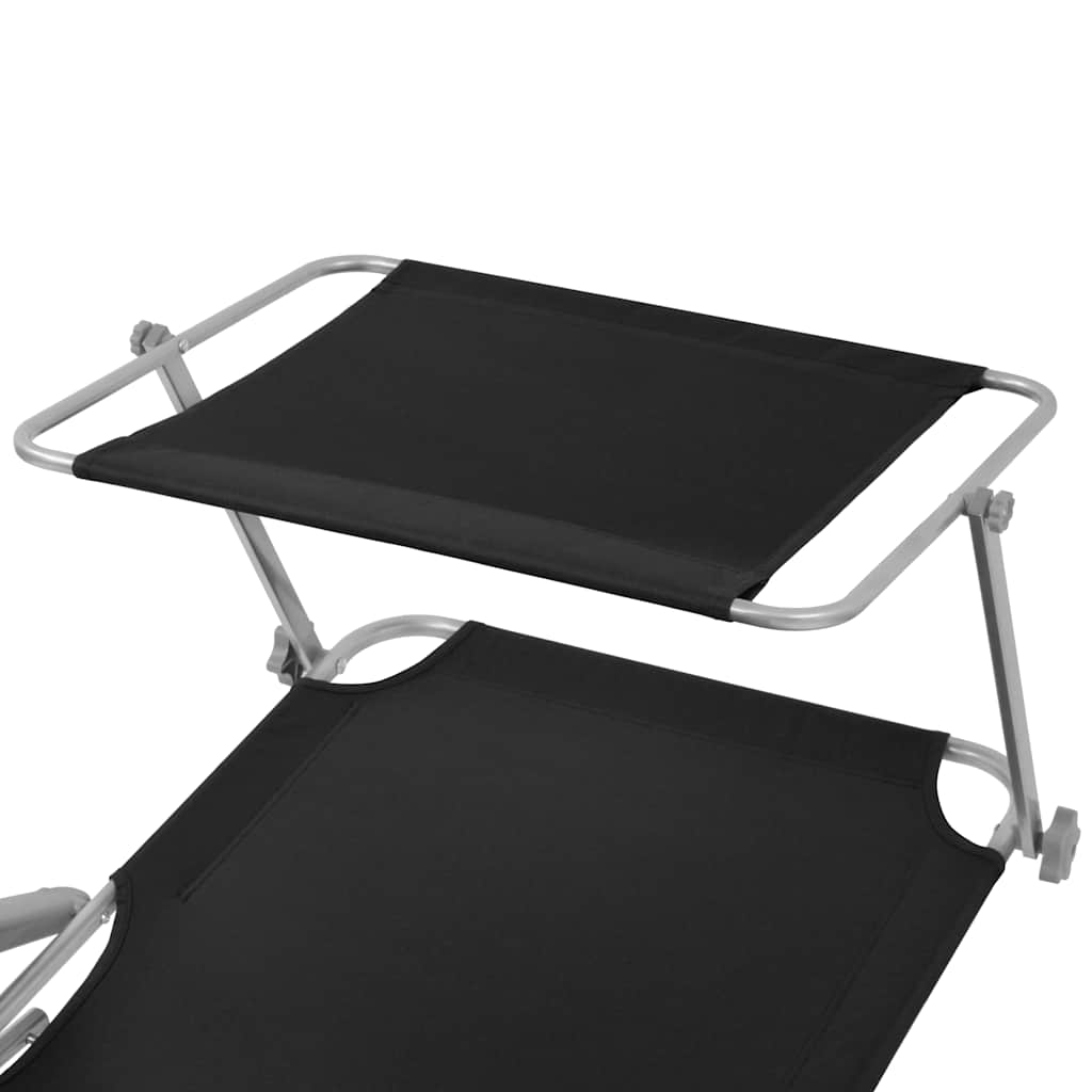Espreguiçadeira com toldo aço preto