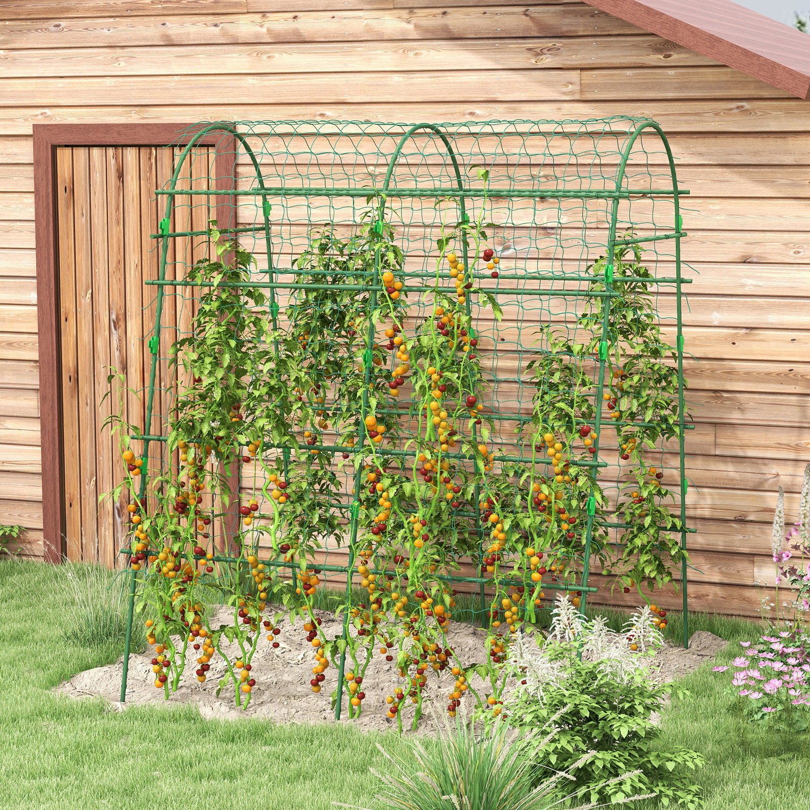 Arco para plantas trepadeiras 206 cm estrutura de jardim para plantas trepadoras ao ar livre com estrutura de aço verde