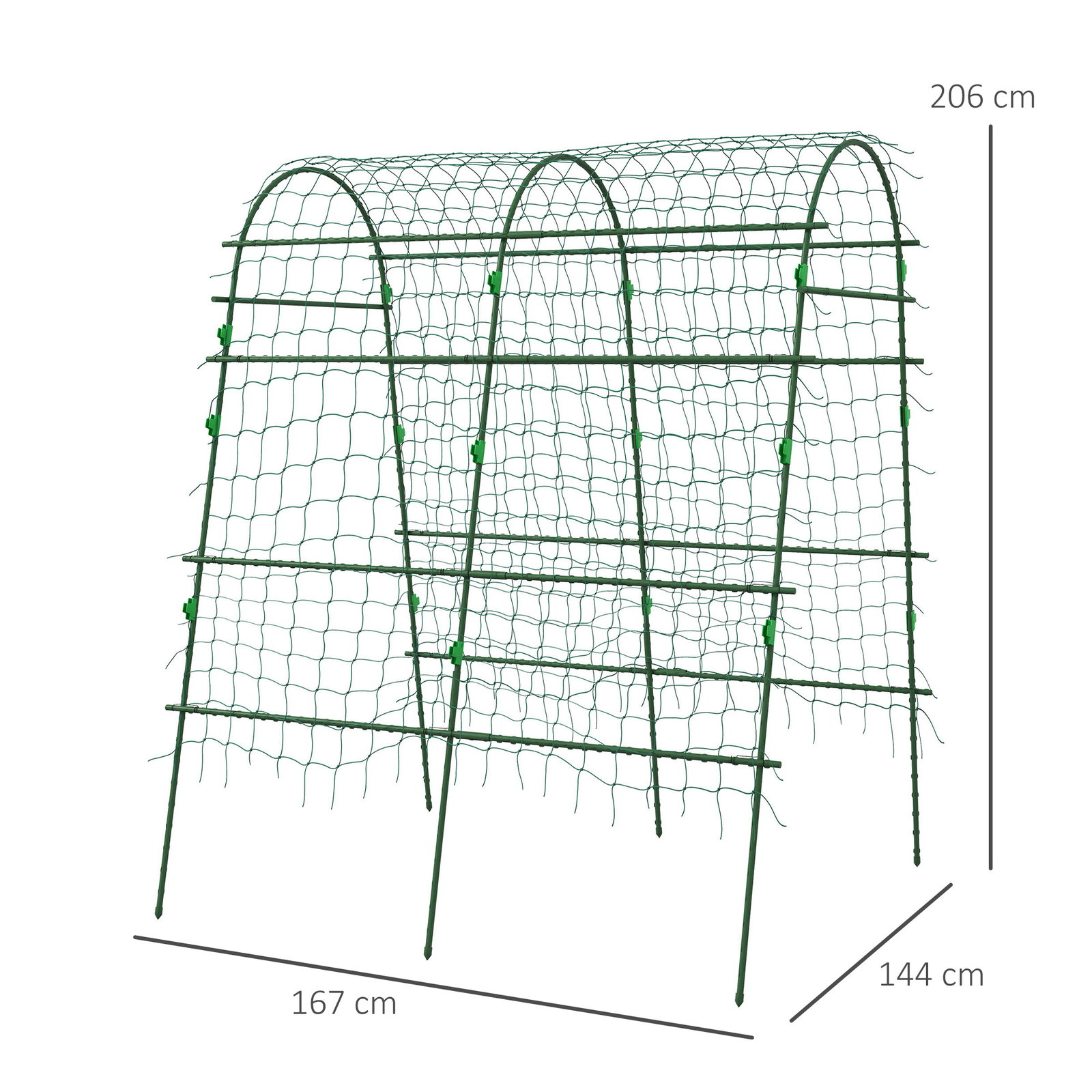 Arco para plantas trepadeiras 206 cm estrutura de jardim para plantas trepadoras ao ar livre com estrutura de aço verde