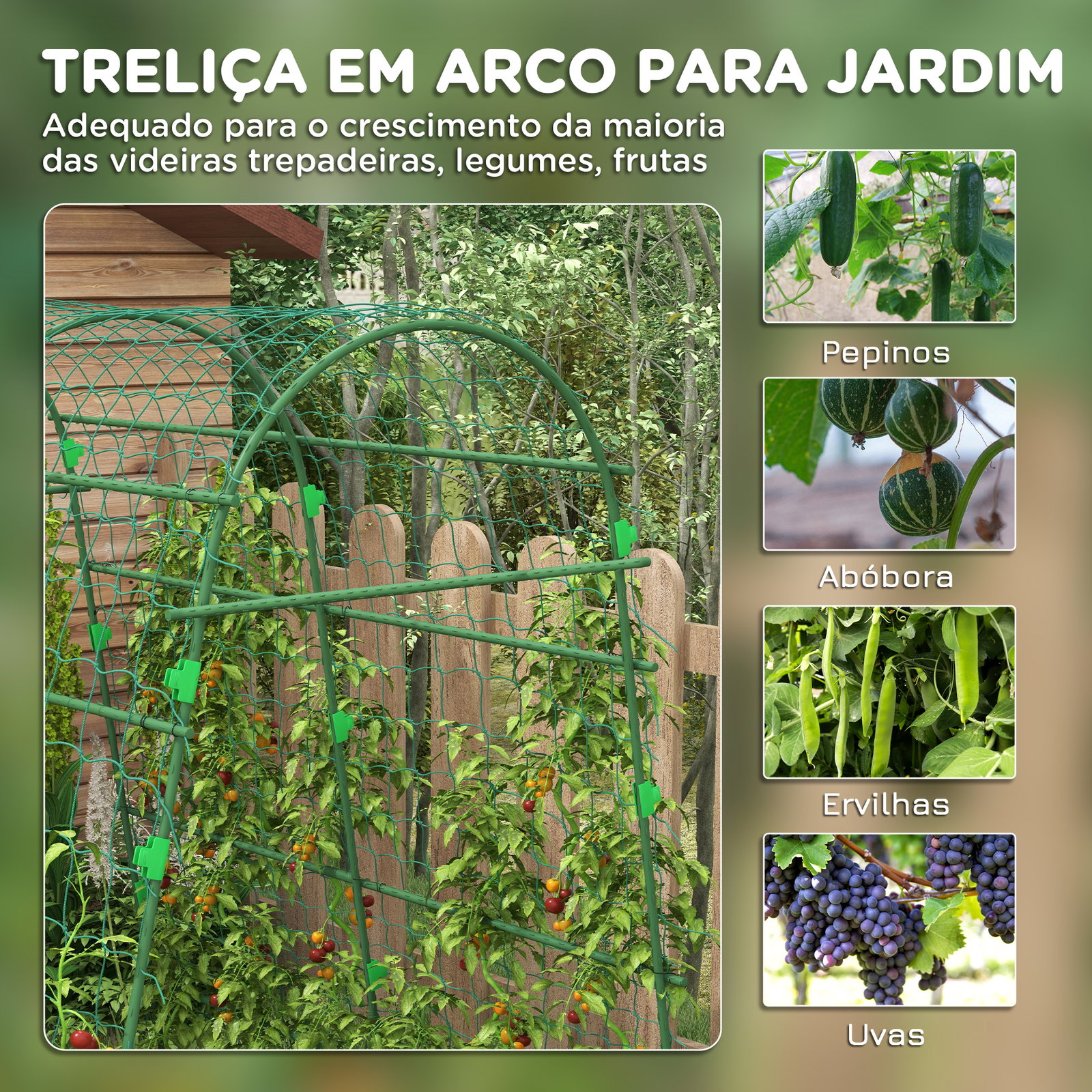 Arco para plantas trepadeiras 206 cm estrutura de jardim para plantas trepadoras ao ar livre com estrutura de aço verde