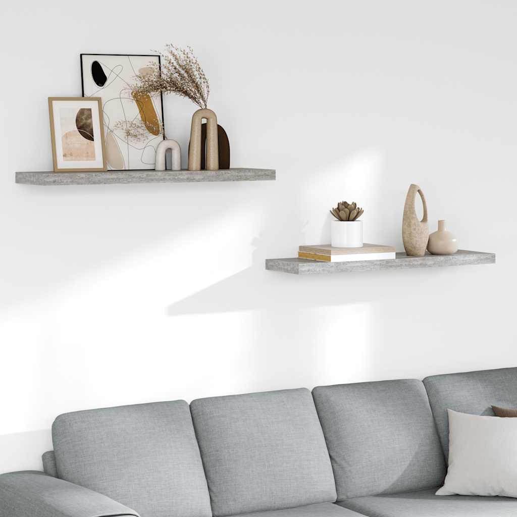 Prateleiras de parede 2 pcs 90x23,5x3,8cm MDF cinzento-cimento