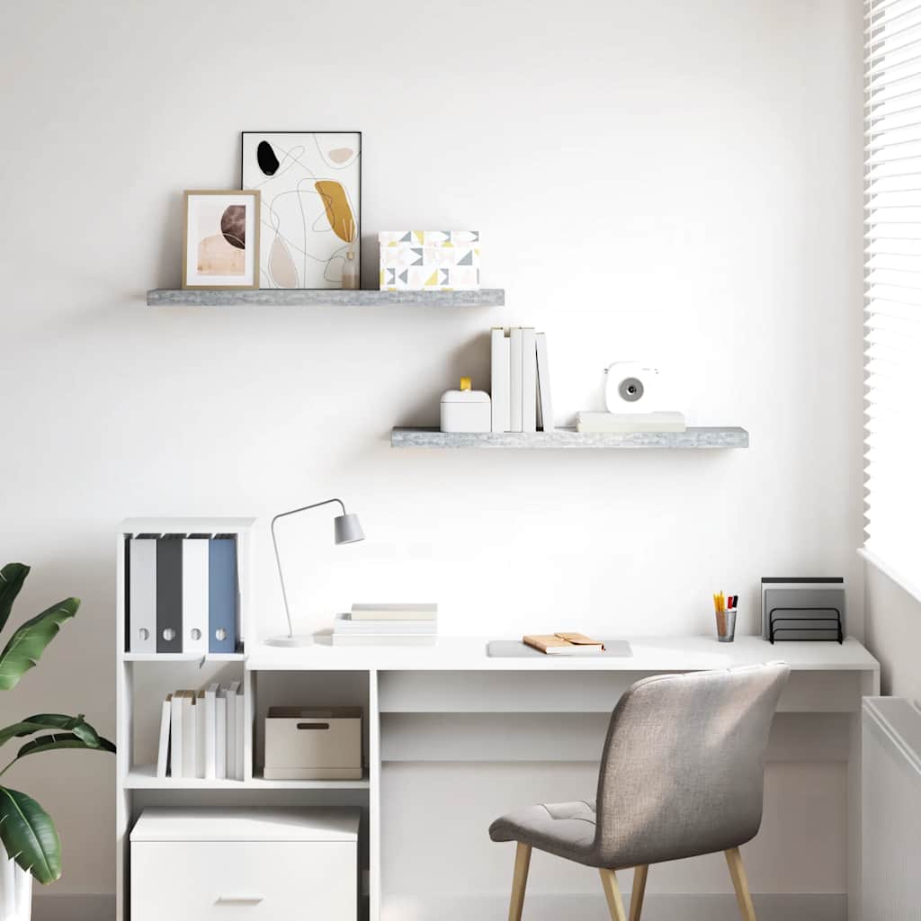 Prateleiras de parede 2 pcs 90x23,5x3,8cm MDF cinzento-cimento