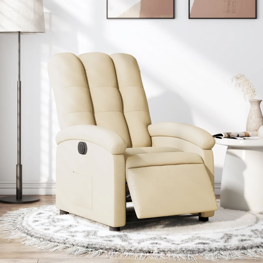 Poltrona reclinável elétrica tecido cor creme
