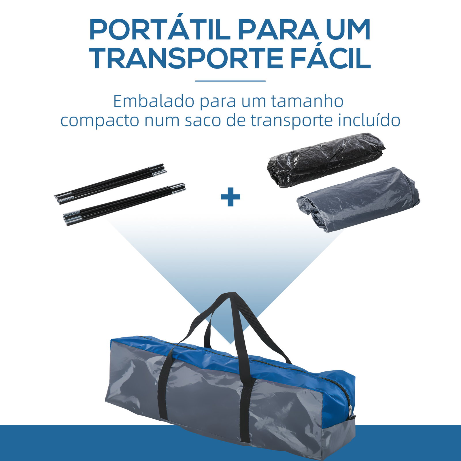 Tenda de campismo para 2-3 pessoas tenda de campismo com janelas 2 bolsos e bolsa de transporte 300x250x130 cm cinza e azul