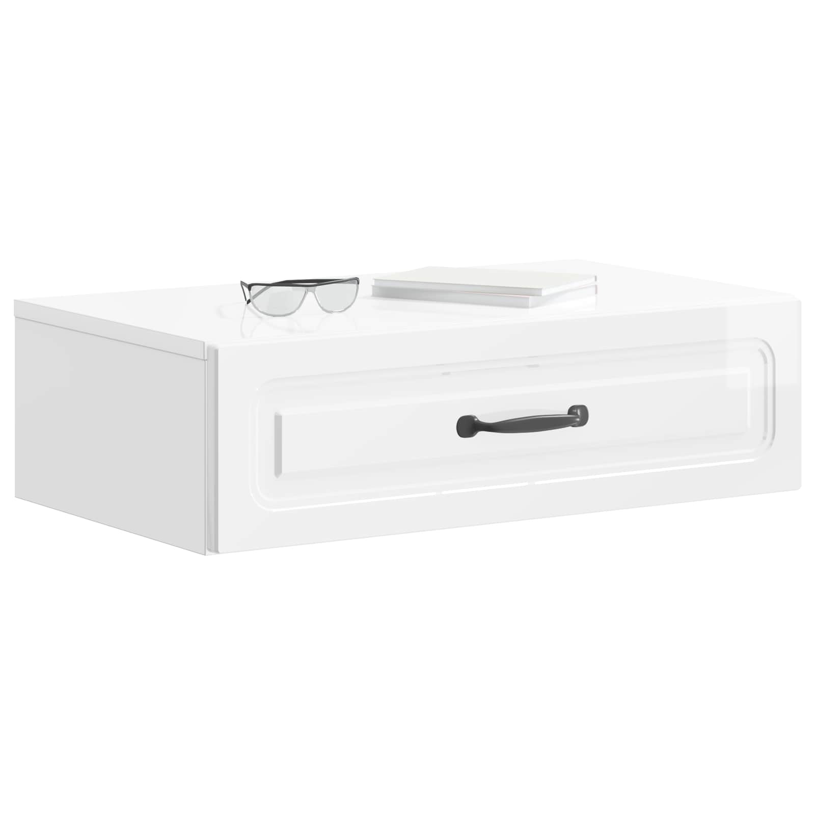 Mesa lateral de parede branco brilhante 59 x 34,5 x 17 cm
