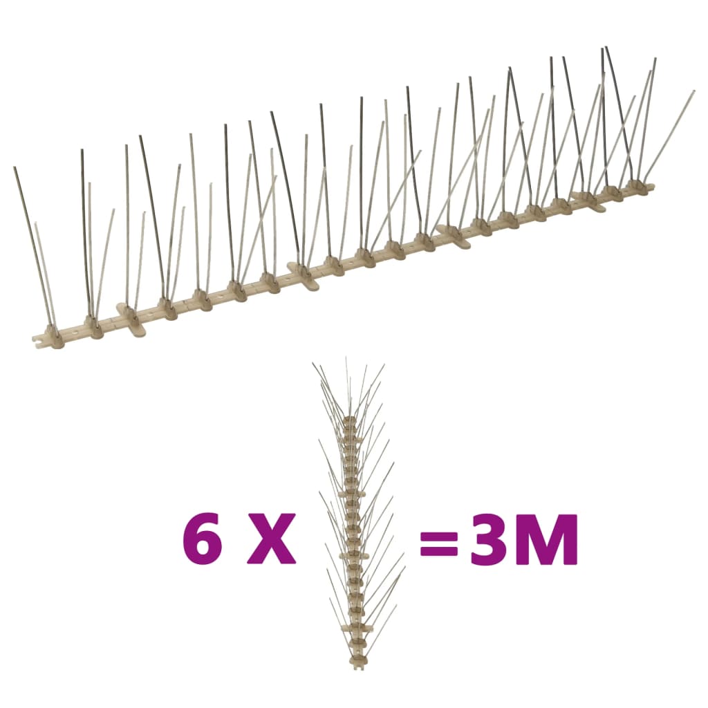 Conjunto 6 picos para pássaros e pombos 5 filas 3 m plástico