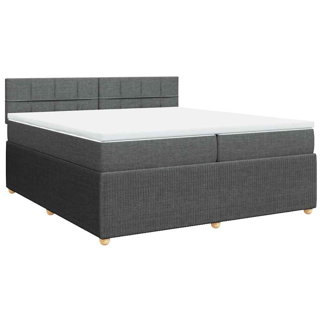 Cama com molas/colchão 200x200 cm tecido cinzento-escuro