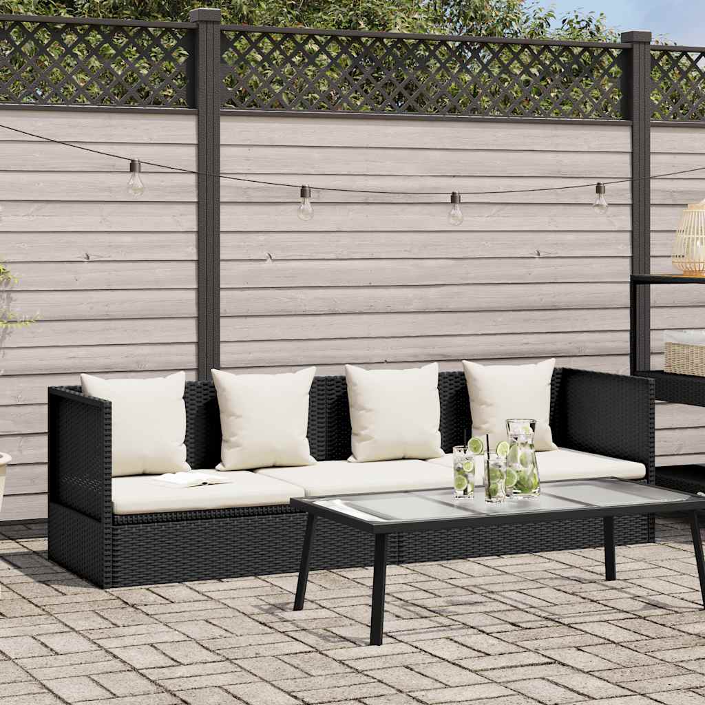 Espreguiçadeira jardim c/ almofadão e almofadas vime PE preto