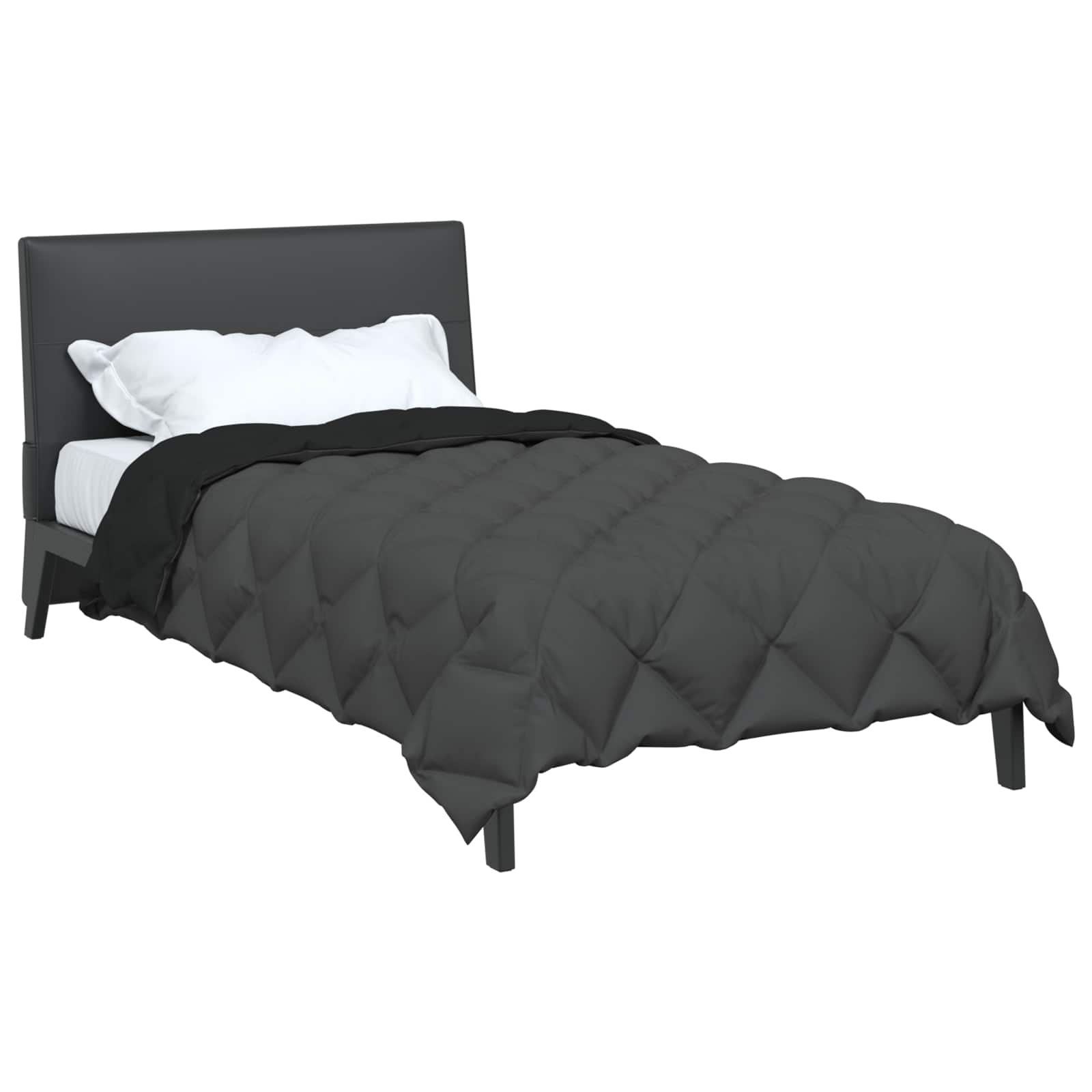 Edredom de inverno 155 x 220 cm 450 gsm preto e anthracite