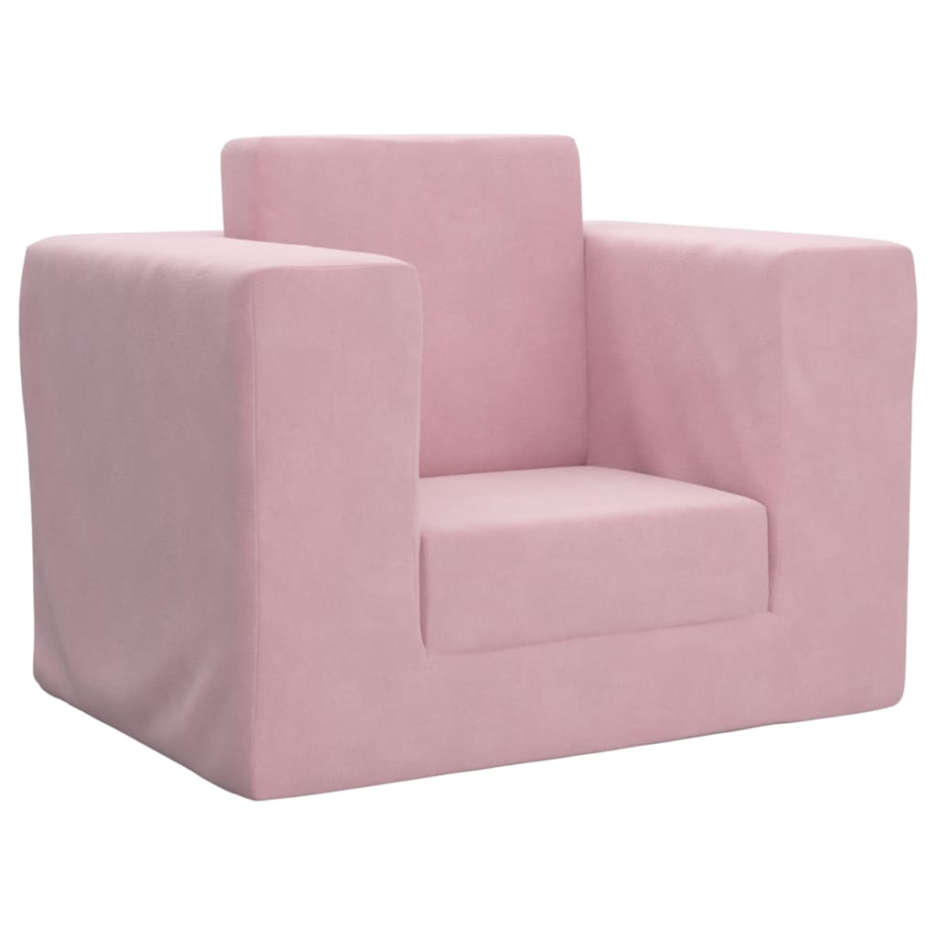 Sofá-cama infantil de pelúcia rosa