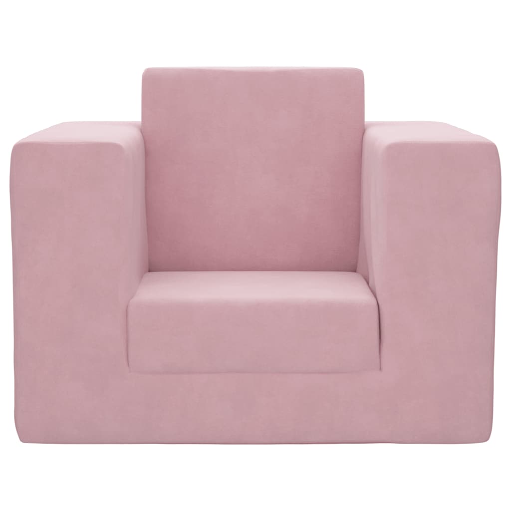 Sofá-cama infantil de pelúcia rosa