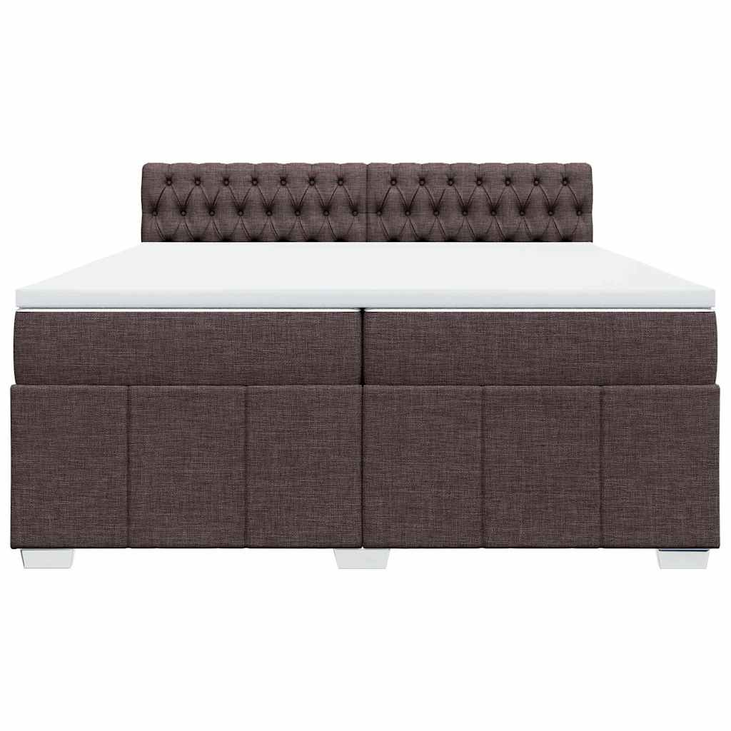 Cama com molas/colchão 200x200 cm tecido castanho-escuro