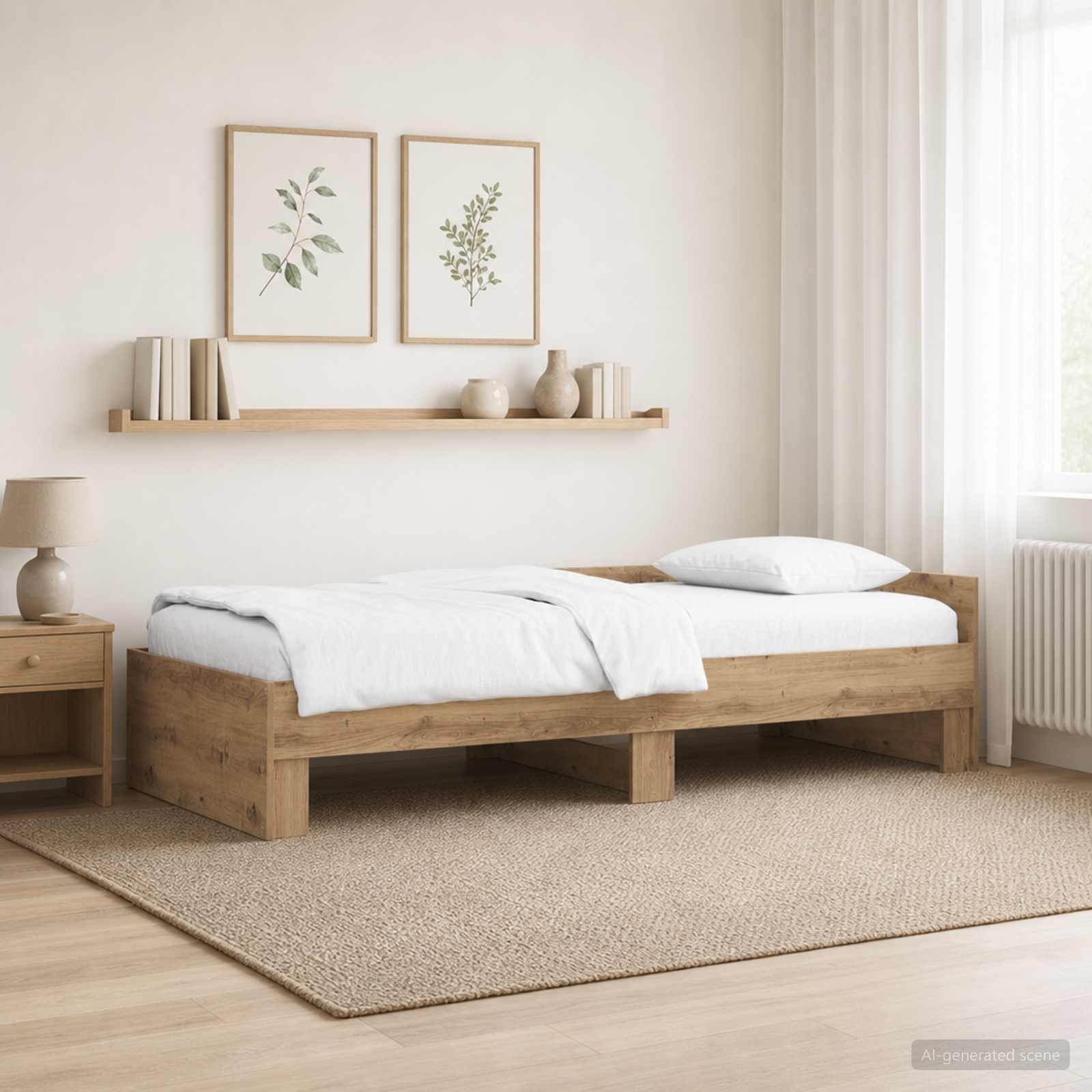 Estrutura de cama com cabeceira carvalho arttisan 80 x 200 cm