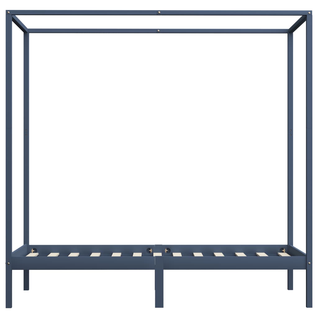Estrutura de cama com toldo 90x200 cm pinho maciço cinzento
