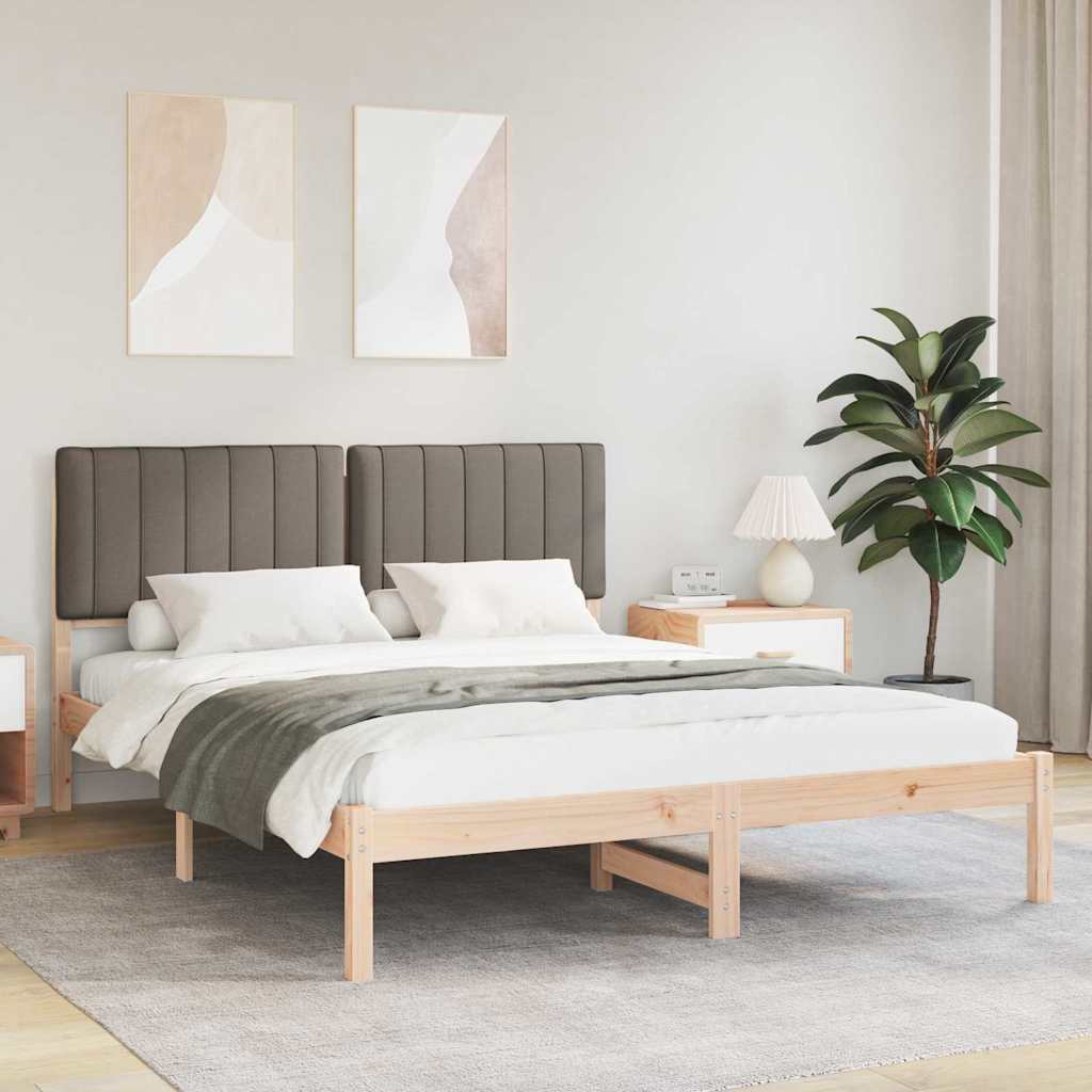 Estrutura de cama com cabeceira estofada cinzento-acastanhado